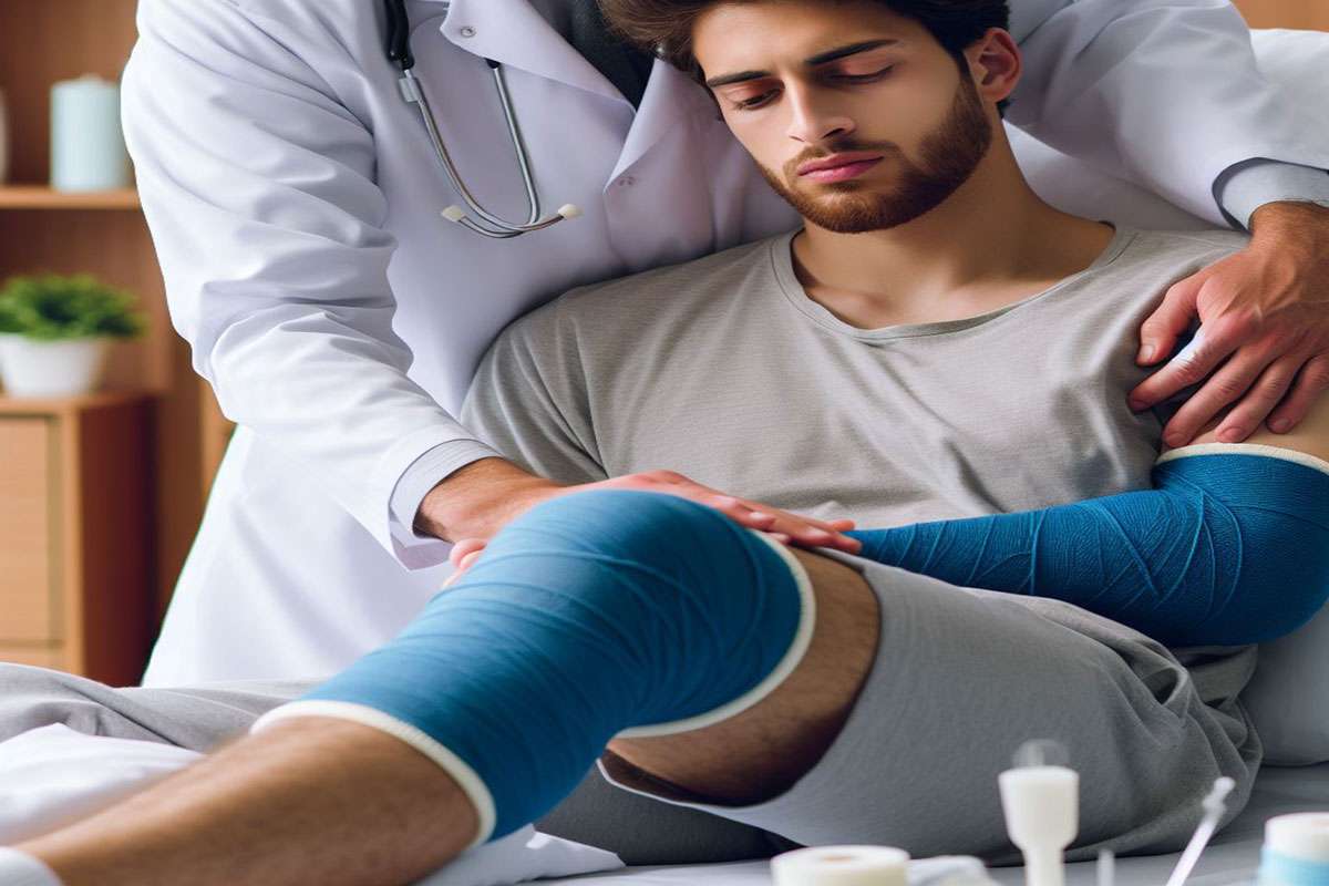 فیزیوتراپیستی که در حال بررسی وضعیت بیمار است.