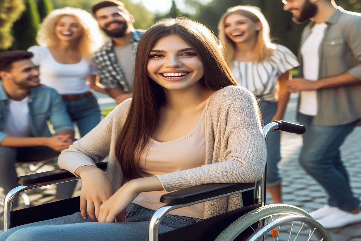 خانم مبتلا به ام اس روی ویلچر