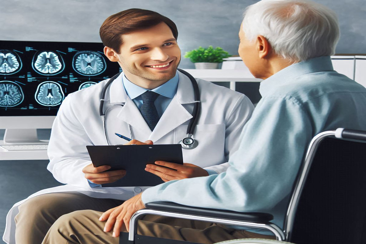 دکتر مغز و اعصاب در حال ارائه توضیحات به بیمار
