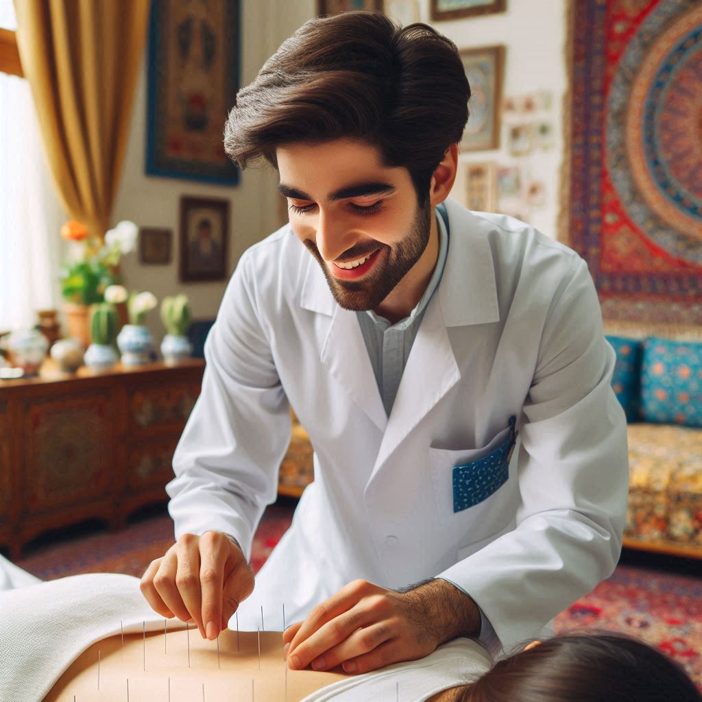 پزشک در حال انجام طب سوزنی 